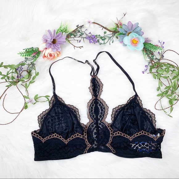 NWT Free People Black Slow Dance Lace Bra - Picture 2 of 6